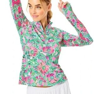 Lilly Pulitzer Pink and Green Floral Sweatshirt